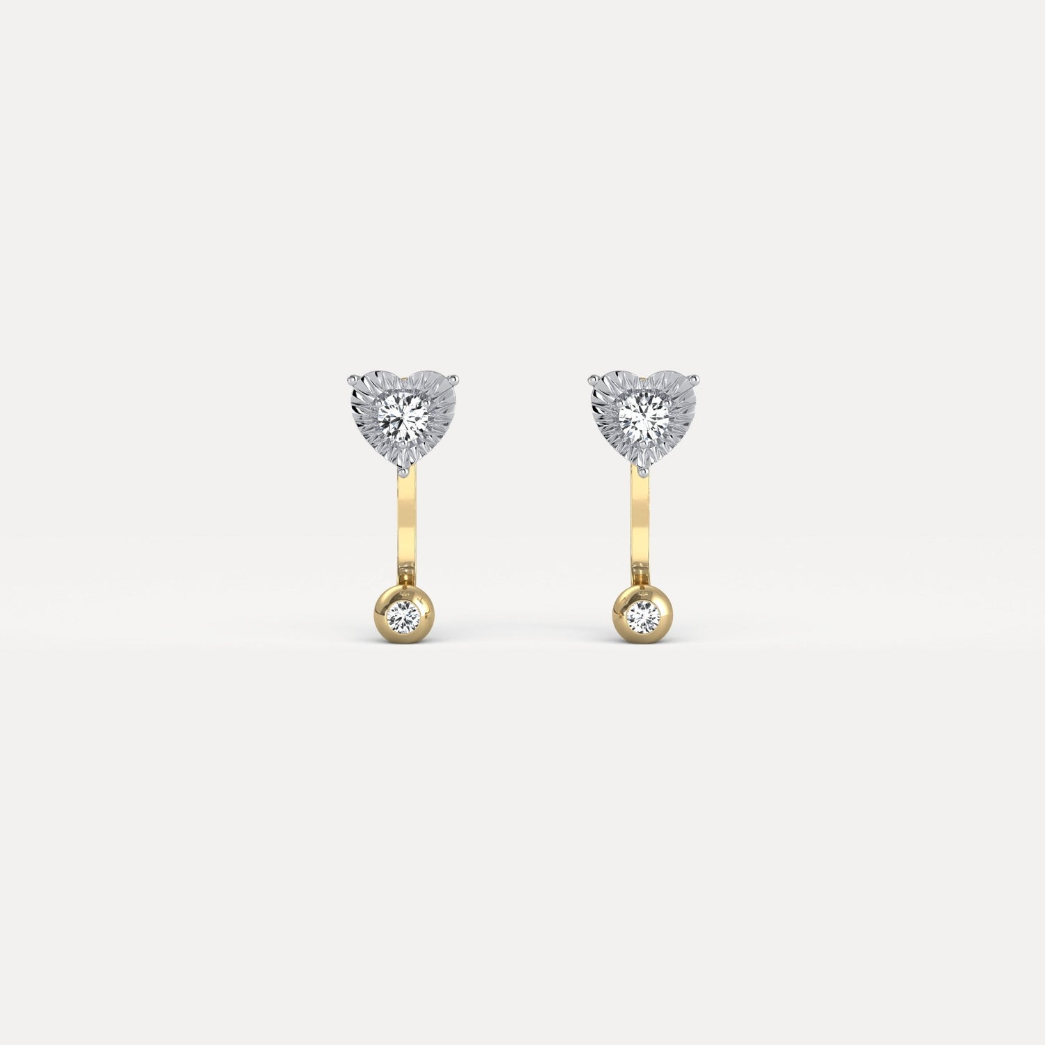 2 - in - 1 Convertible Heart Lab - Grown Diamond Stud & Drop Earrings in Sterling Silver - Earrings