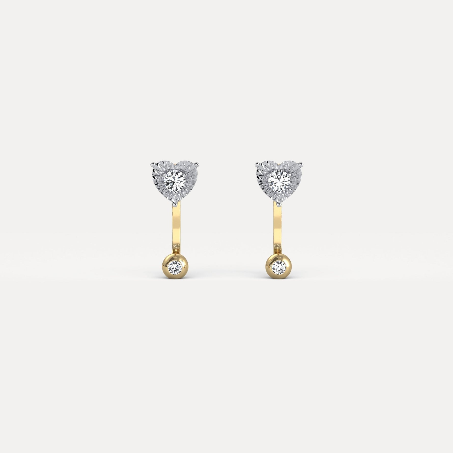 2 - in - 1 Convertible Heart Lab - Grown Diamond Stud & Drop Earrings in Sterling Silver - Earrings