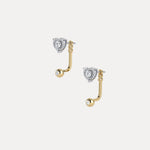 2 - in - 1 Convertible Heart Lab - Grown Diamond Stud & Drop Earrings in Sterling Silver - Earrings
