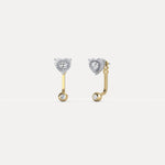 2 - in - 1 Convertible Heart Lab - Grown Diamond Stud & Drop Earrings in Sterling Silver - Earrings