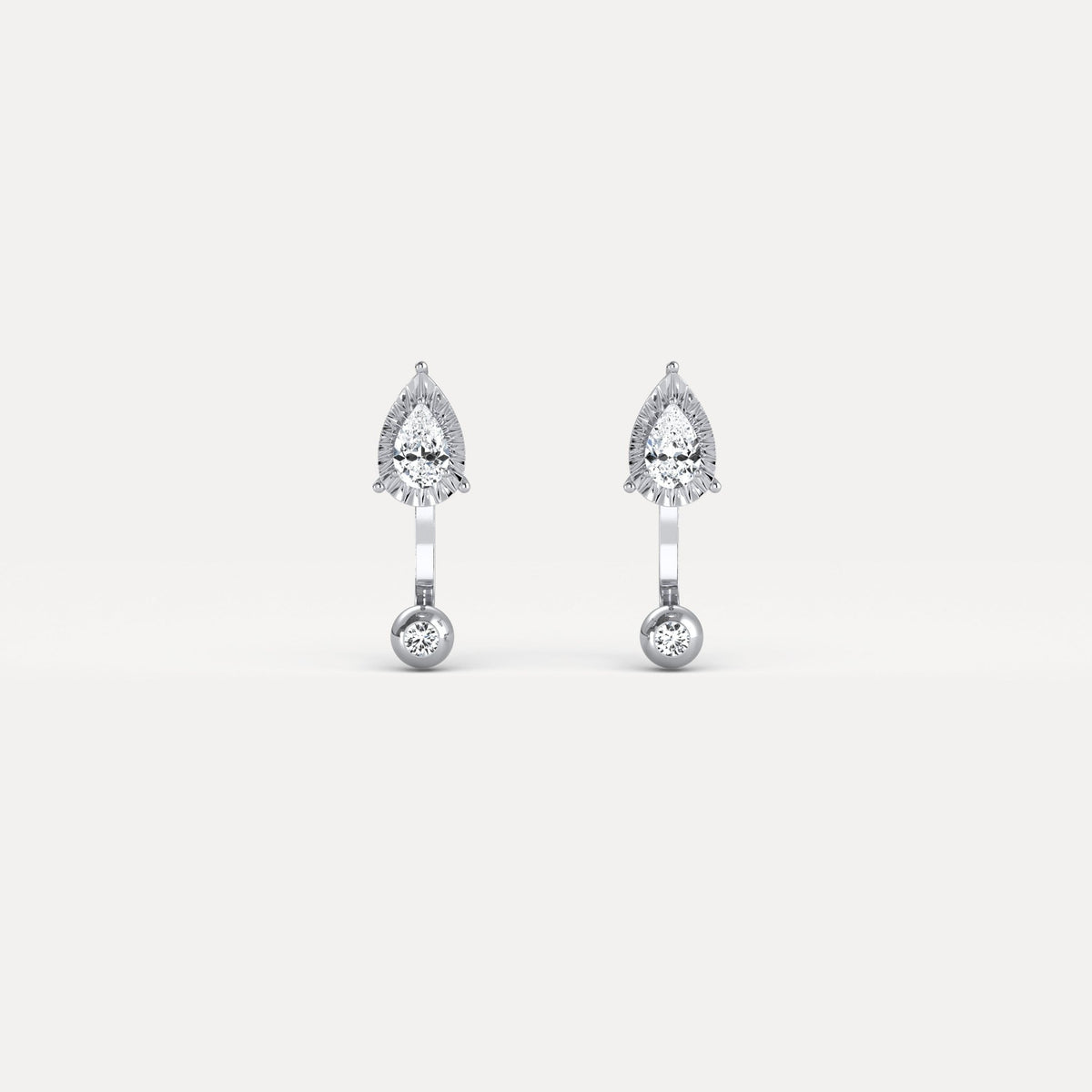 2 - in - 1 Convertible Pear Lab - Grown Diamond Stud & Drop Earrings in Sterling Silver - Earrings