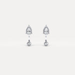 2 - in - 1 Convertible Pear Lab - Grown Diamond Stud & Drop Earrings in Sterling Silver - Earrings
