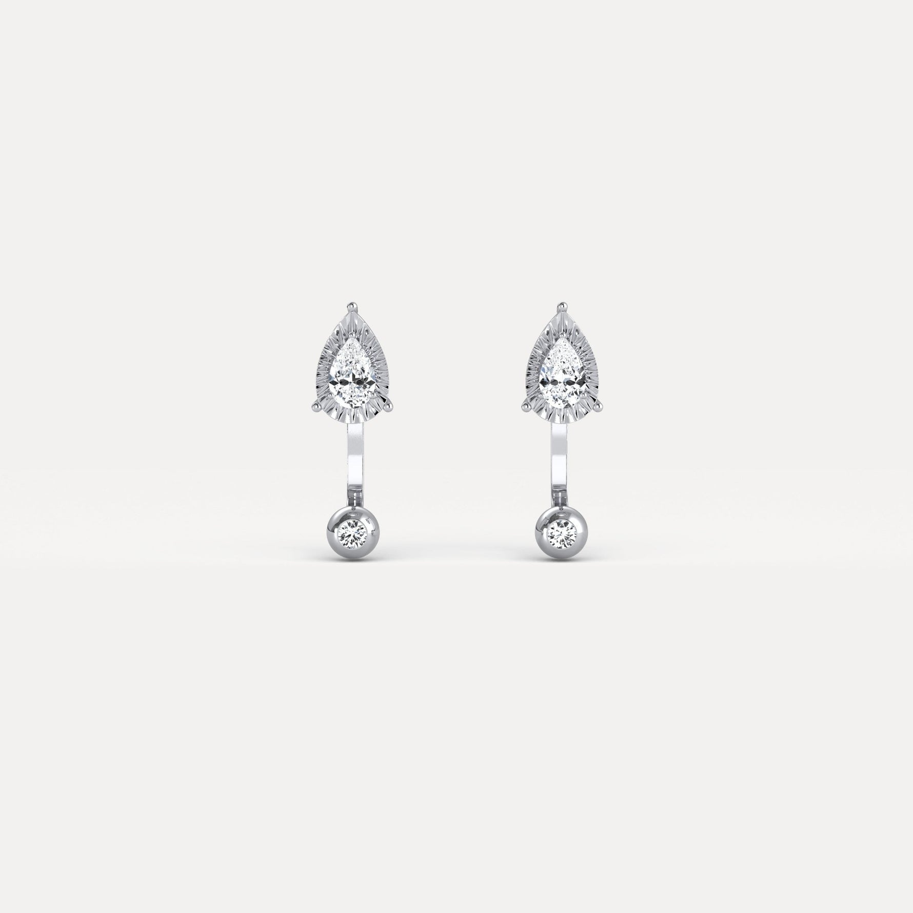 2 - in - 1 Convertible Pear Lab - Grown Diamond Stud & Drop Earrings in Sterling Silver - Earrings