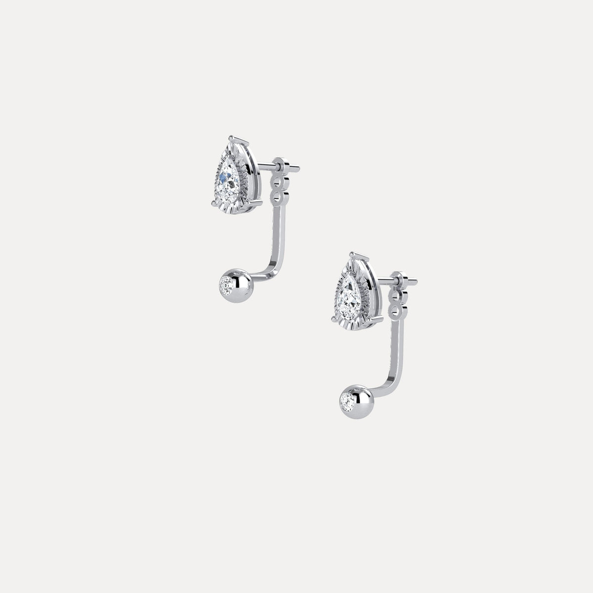 2 - in - 1 Convertible Pear Lab - Grown Diamond Stud & Drop Earrings in Sterling Silver - Earrings