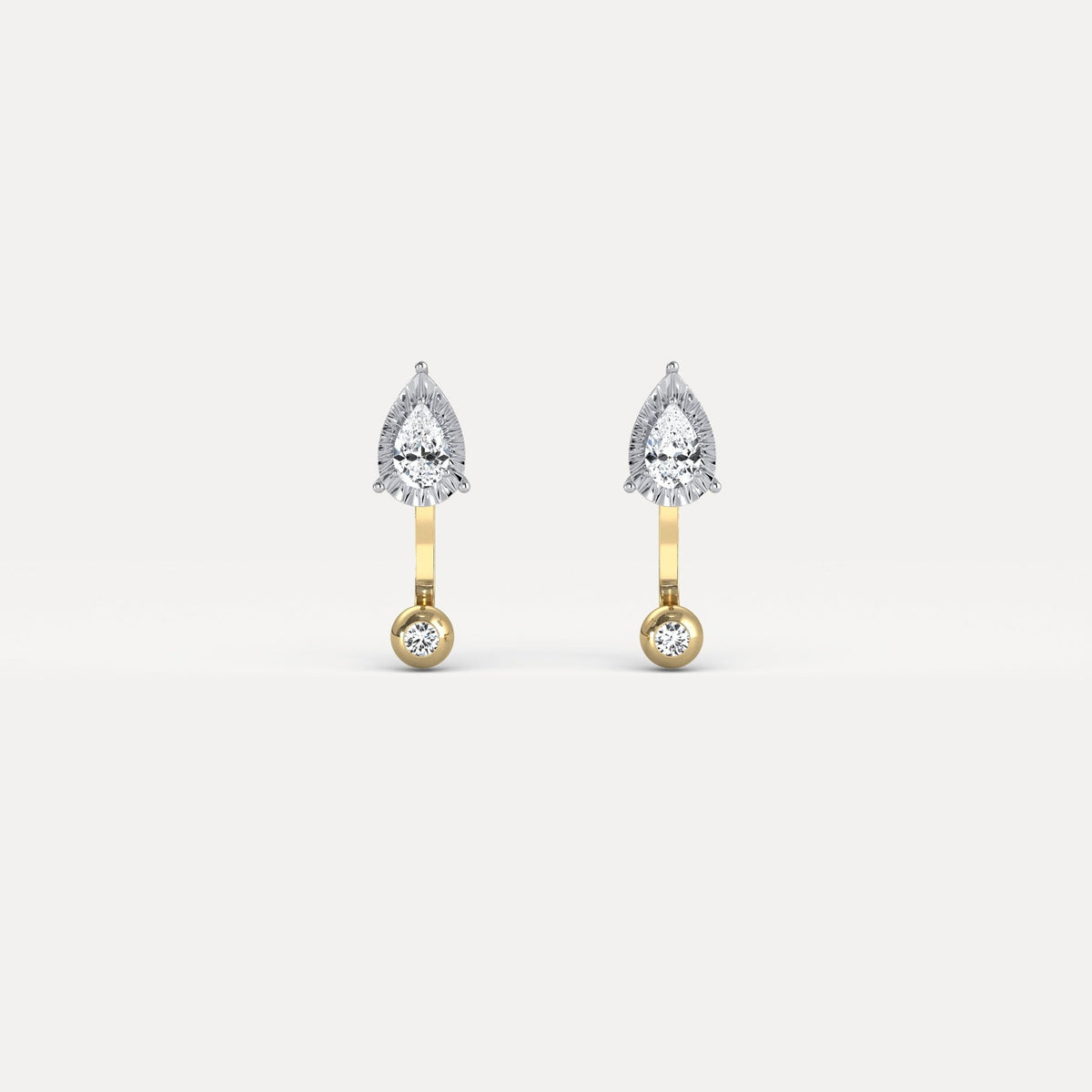 2 - in - 1 Convertible Pear Lab - Grown Diamond Stud & Drop Earrings in Sterling Silver - Earrings