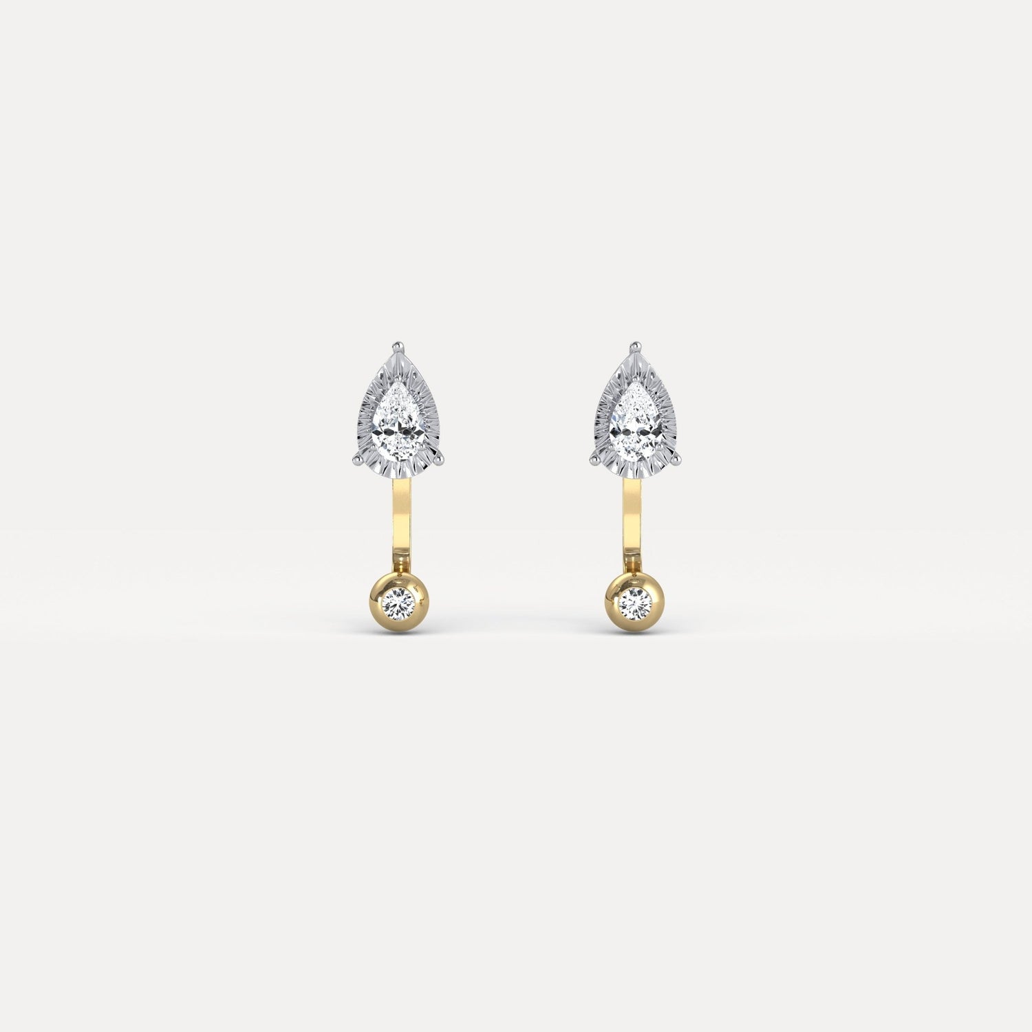 2 - in - 1 Convertible Pear Lab - Grown Diamond Stud & Drop Earrings in Sterling Silver - Earrings