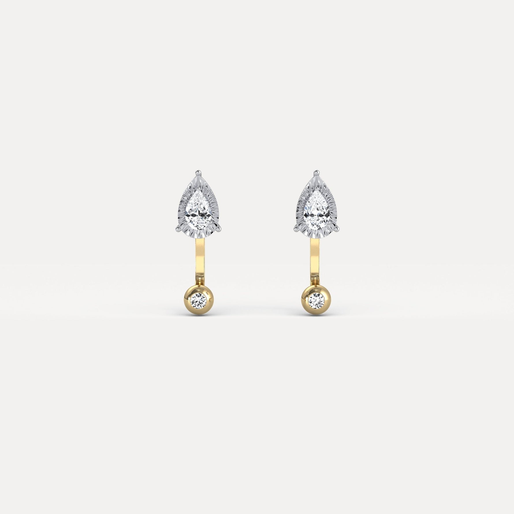 2 - in - 1 Convertible Pear Lab - Grown Diamond Stud & Drop Earrings in Sterling Silver - Earrings