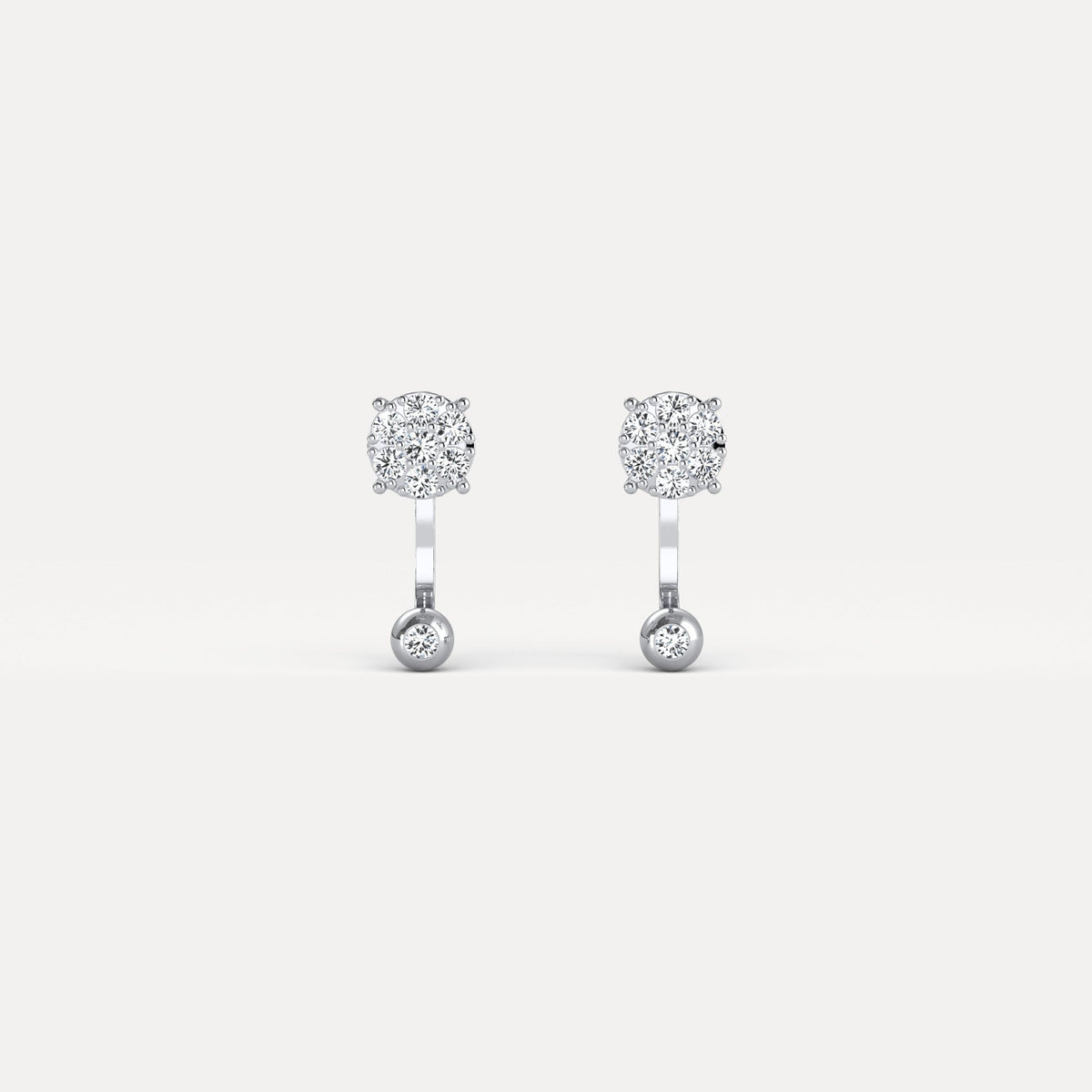 2 - in - 1 Convertible Pave Round Lab - Grown Diamond Stud & Drop Earrings in Sterling Silver - Earrings