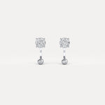 2 - in - 1 Convertible Pave Round Lab - Grown Diamond Stud & Drop Earrings in Sterling Silver - Earrings