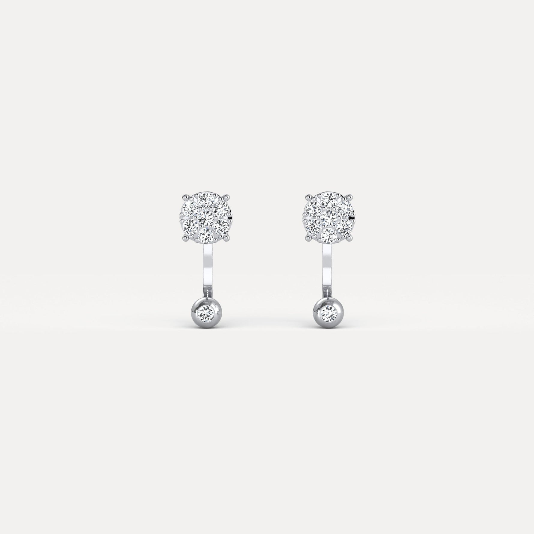 2 - in - 1 Convertible Pave Round Lab - Grown Diamond Stud & Drop Earrings in Sterling Silver - Earrings