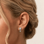 2-in-1 Convertible Pave Round Lab-Grown Diamond Stud & Drop Earrings in Sterling Silver - Earrings