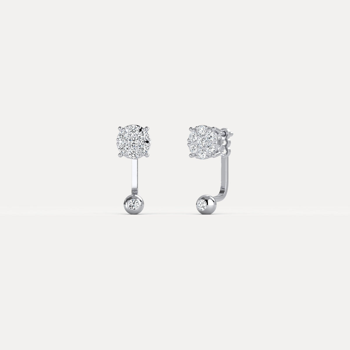 2 - in - 1 Convertible Pave Round Lab - Grown Diamond Stud & Drop Earrings in Sterling Silver - Earrings