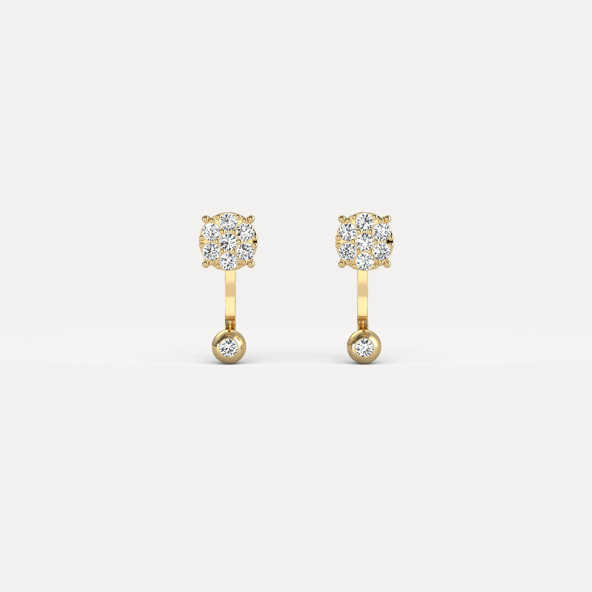 2 - in - 1 Convertible Pave Round Lab - Grown Diamond Stud & Drop Earrings in Sterling Silver - Earrings