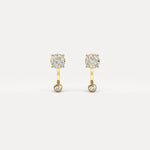 2 - in - 1 Convertible Pave Round Lab - Grown Diamond Stud & Drop Earrings in Sterling Silver - Earrings