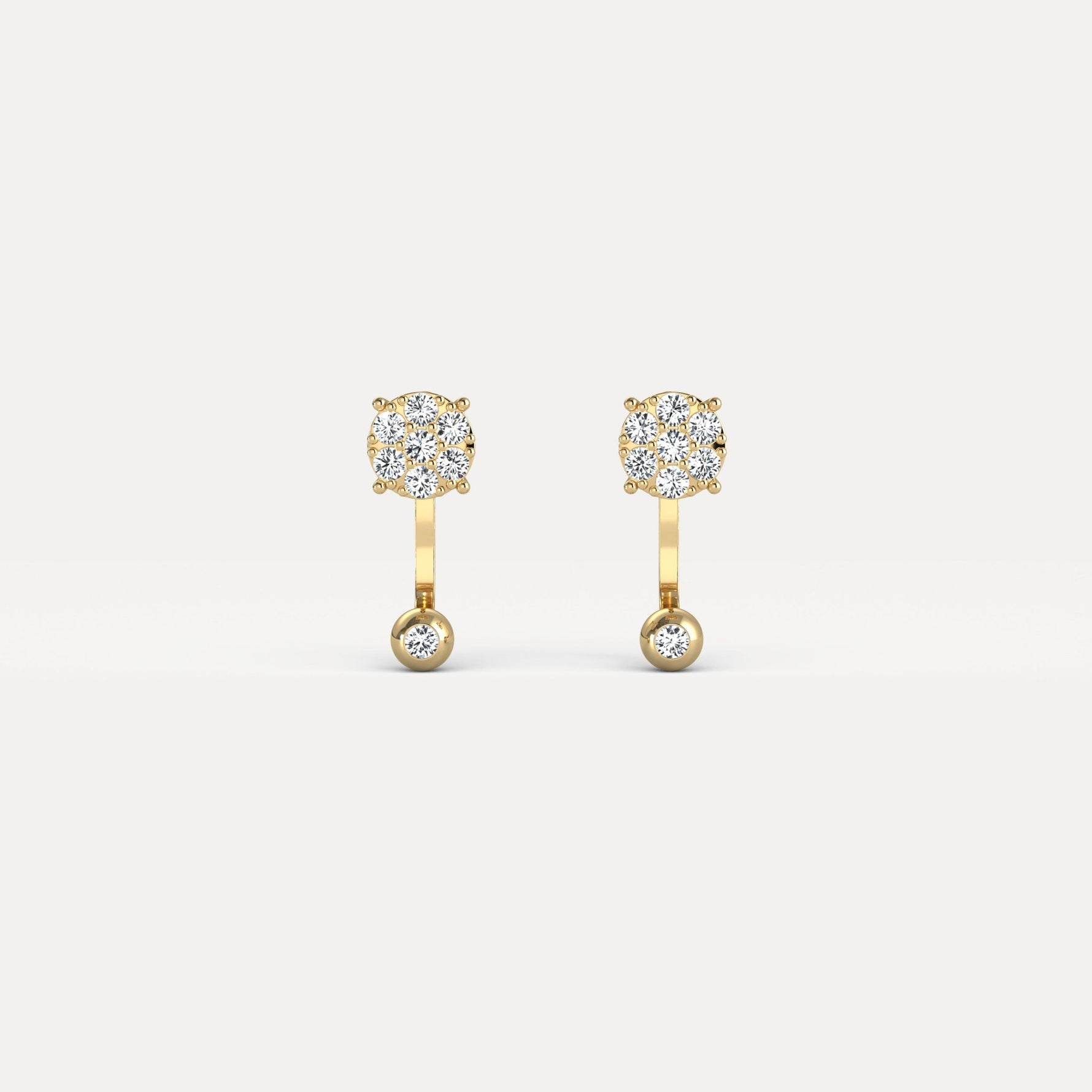 2 - in - 1 Convertible Pave Round Lab - Grown Diamond Stud & Drop Earrings in Sterling Silver - Earrings