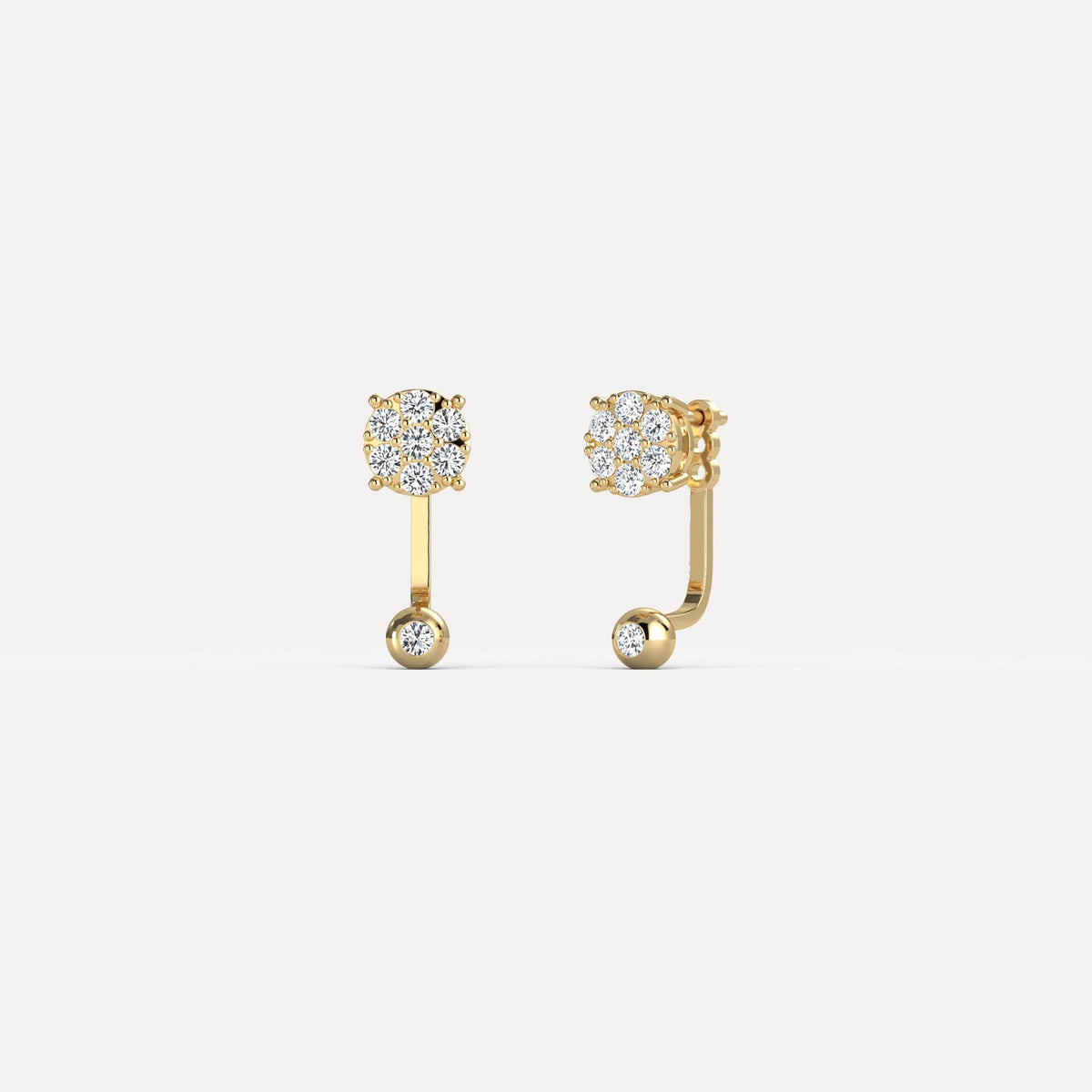 2 - in - 1 Convertible Pave Round Lab - Grown Diamond Stud & Drop Earrings in Sterling Silver - Earrings