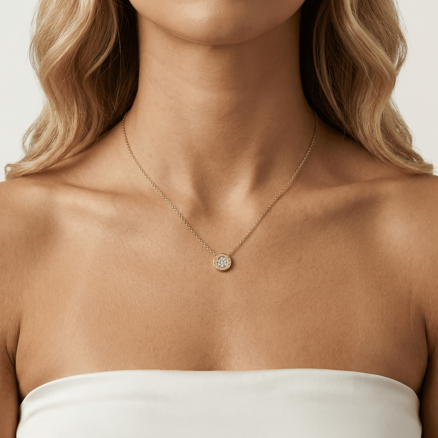 Sterling Silver Roman Numeral Disc Pendant Necklace with Pavé Lab - Grown Diamond - Necklaces