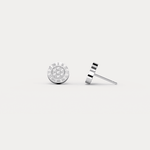 Roman Numeral Disc Stud Earrings with Pavé Lab - Grown Diamond in Sterling Silver - Earrings