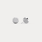 Roman Numeral Disc Stud Earrings with Pavé Lab - Grown Diamond in Sterling Silver - Earrings