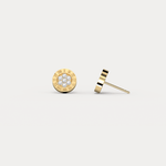 Roman Numeral Disc Stud Earrings with Pavé Lab - Grown Diamond in Sterling Silver - Earrings