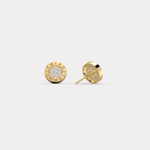 Roman Numeral Disc Stud Earrings with Pavé Lab - Grown Diamond in Sterling Silver - Earrings