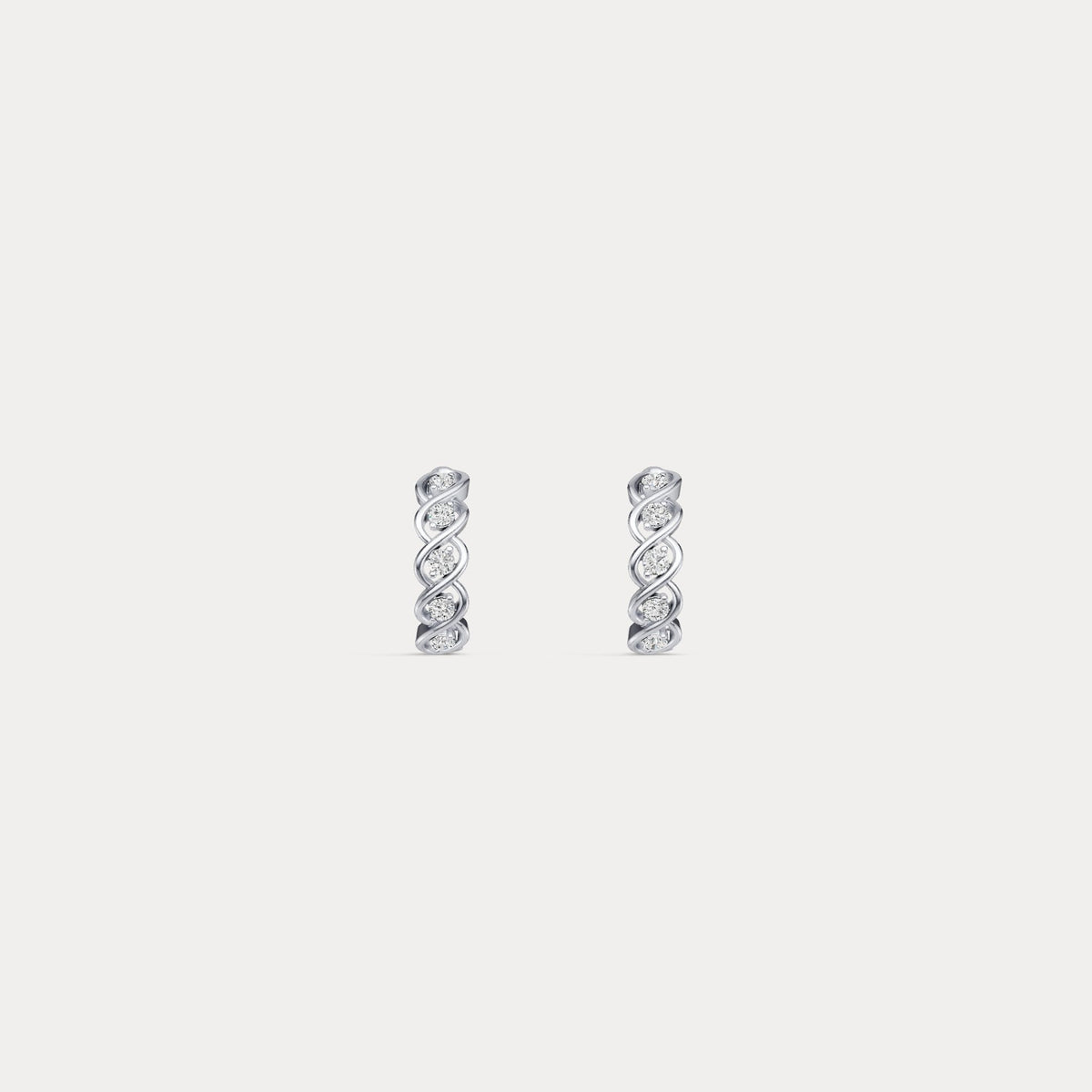 Round Lab - Grown Diamond Twisted Openwork Huggie Hoop Earrings in Sterling Silver - Earrings