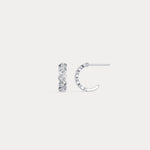 Round Lab - Grown Diamond Twisted Openwork Huggie Hoop Earrings in Sterling Silver - Earrings