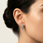 Round Lab - Grown Diamond Twisted Openwork Huggie Hoop Earrings in Sterling Silver - Earrings