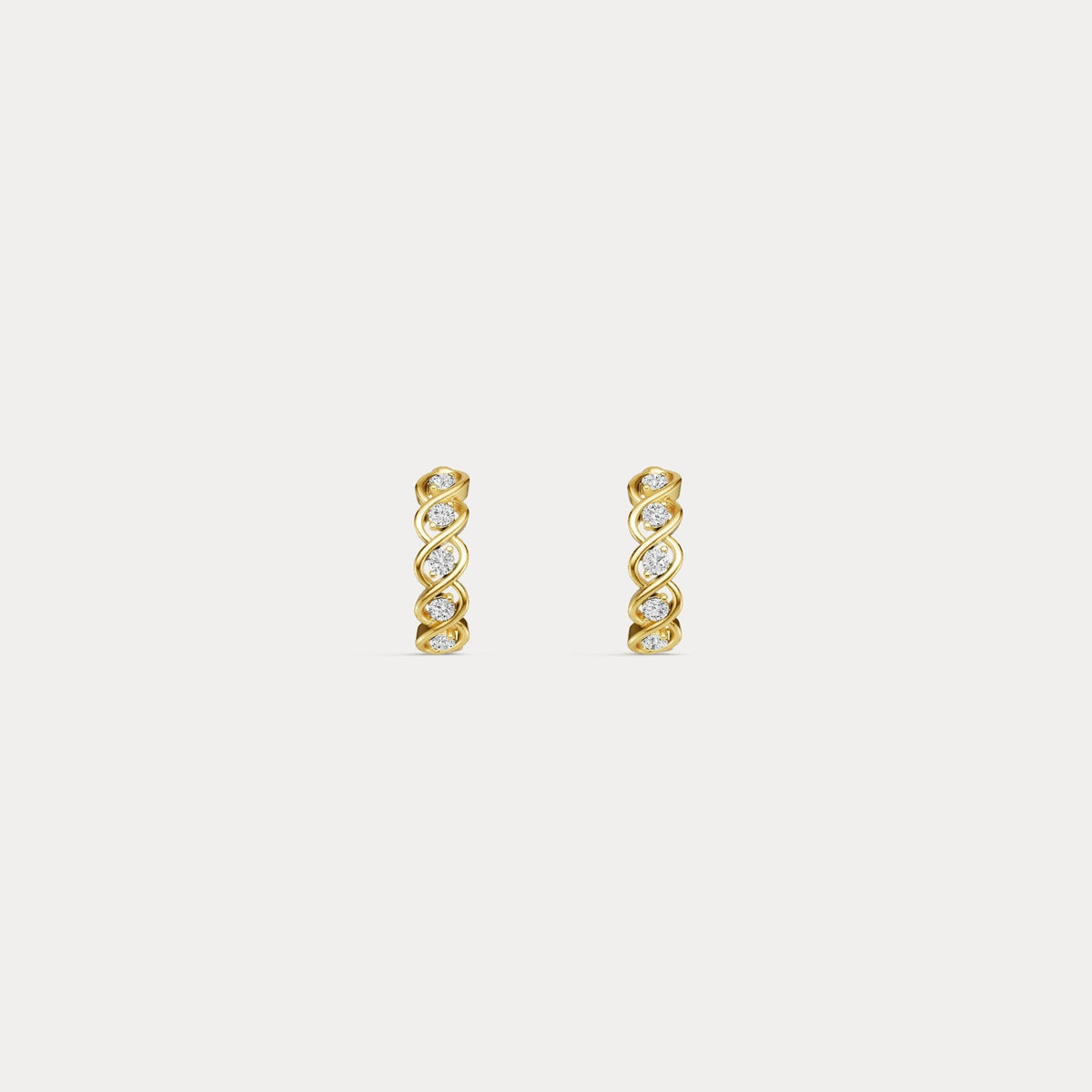 Round Lab - Grown Diamond Twisted Openwork Huggie Hoop Earrings in Sterling Silver - Earrings
