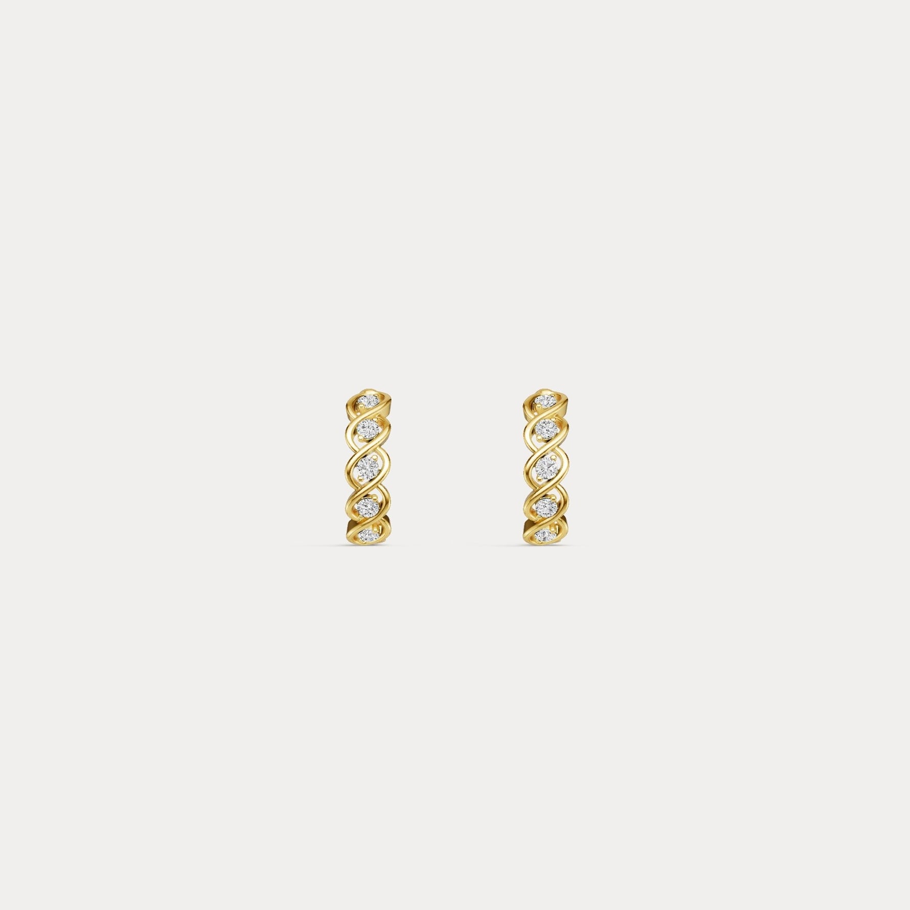 Round Lab - Grown Diamond Twisted Openwork Huggie Hoop Earrings in Sterling Silver - Earrings