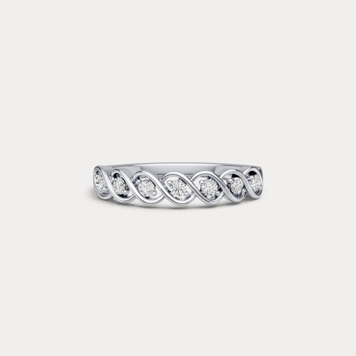 Round Lab - Grown Diamond Twist Band Ring in Sterling Silver - Rings