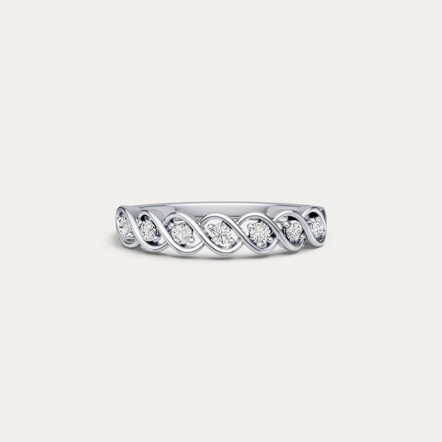 Round Lab - Grown Diamond Twist Band Ring in Sterling Silver - Rings