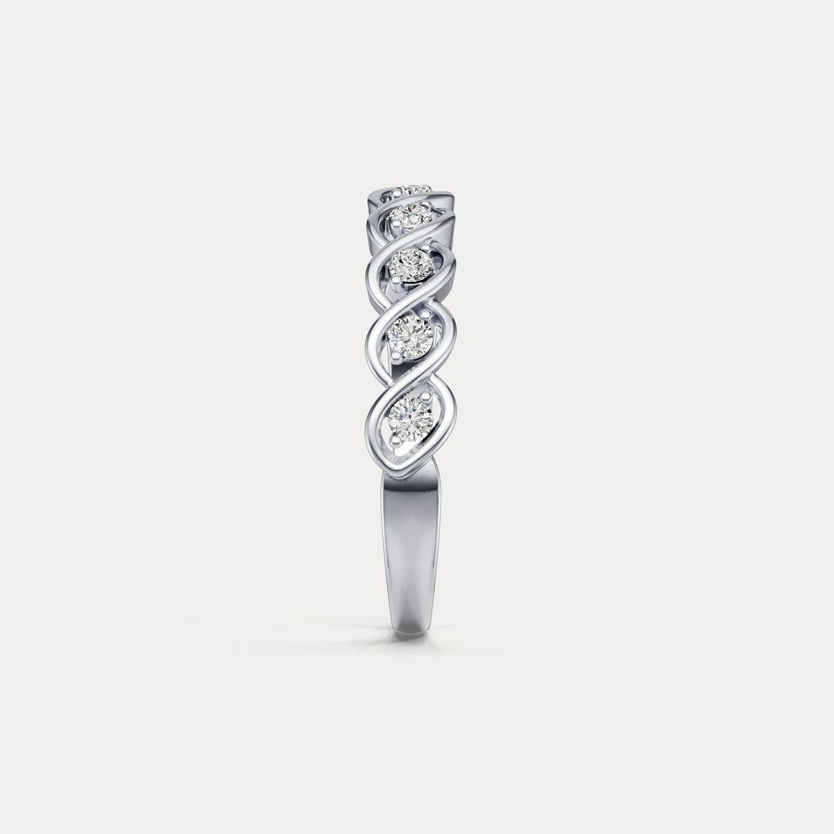 Round Lab - Grown Diamond Twist Band Ring in Sterling Silver - Rings