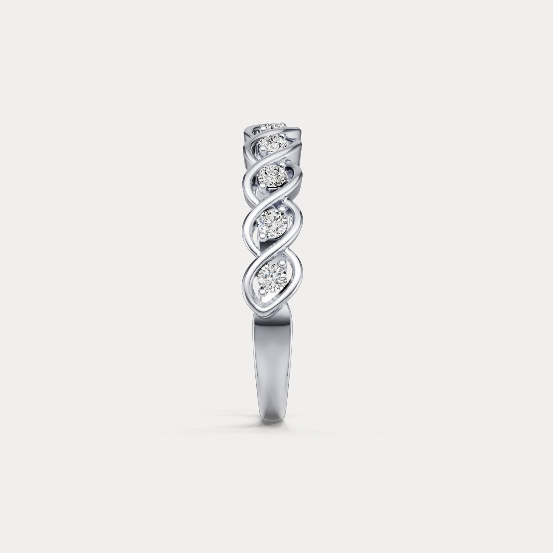 Round Lab - Grown Diamond Twist Band Ring in Sterling Silver - Rings