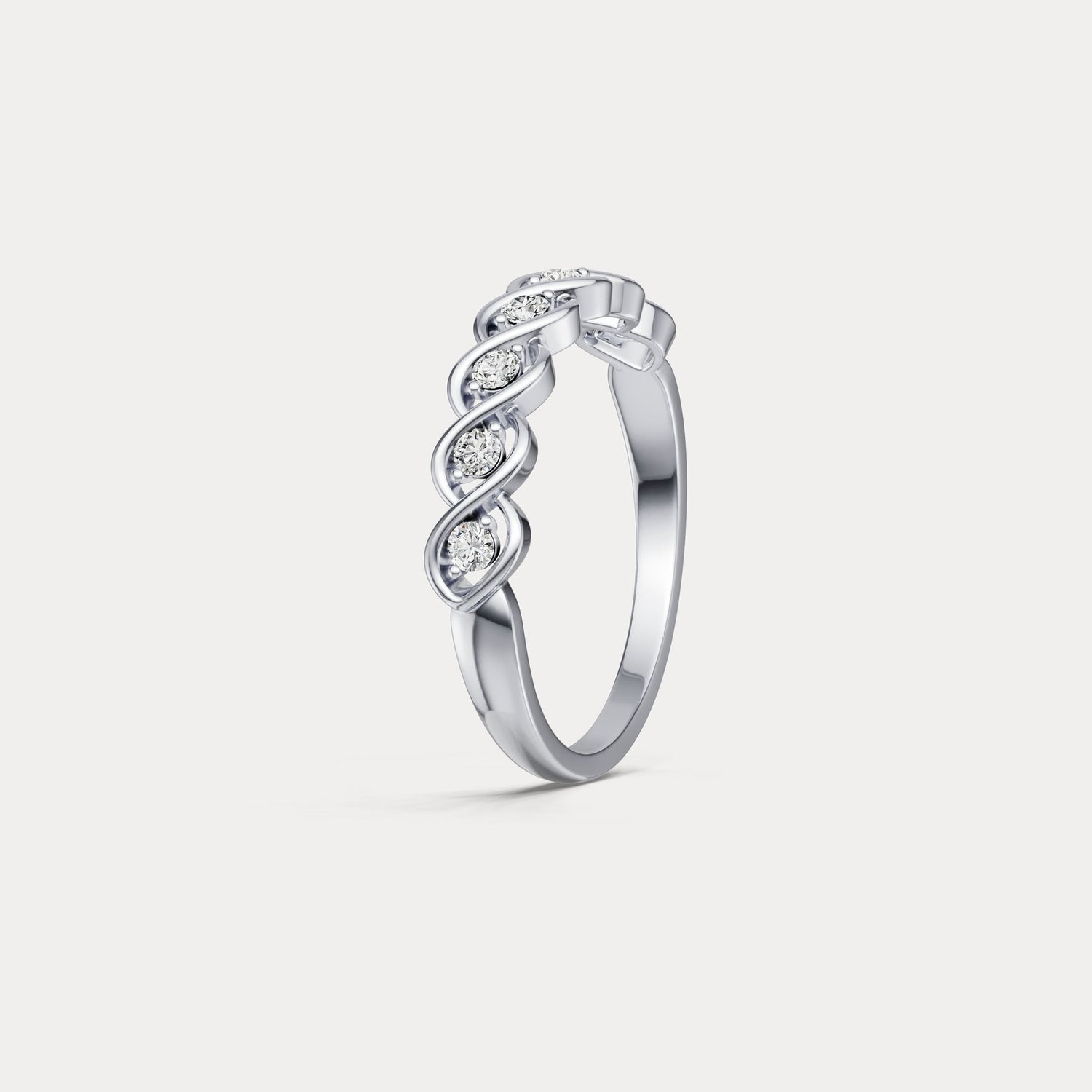 Round Lab - Grown Diamond Twist Band Ring in Sterling Silver - Rings