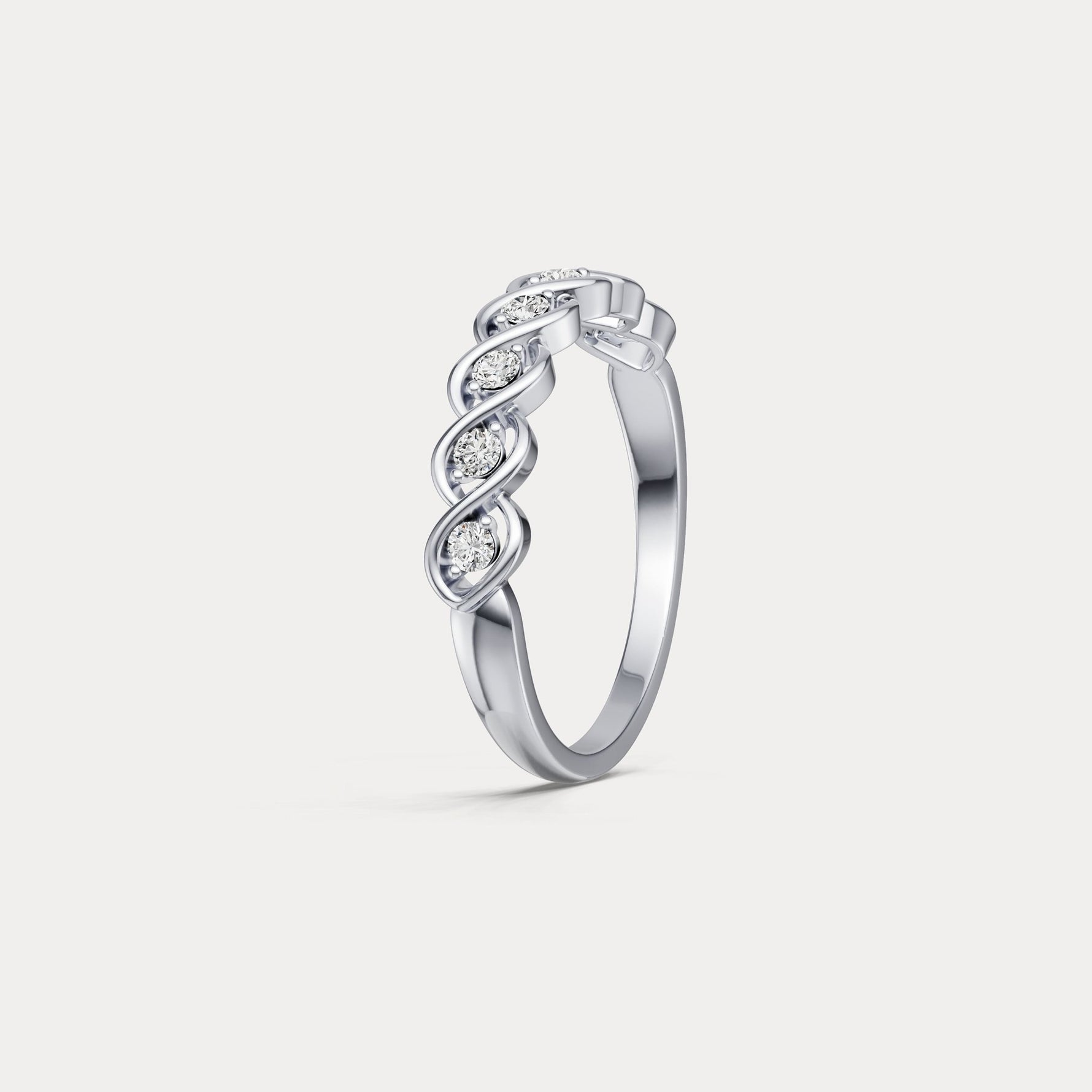 Round Lab - Grown Diamond Twist Band Ring in Sterling Silver - Rings
