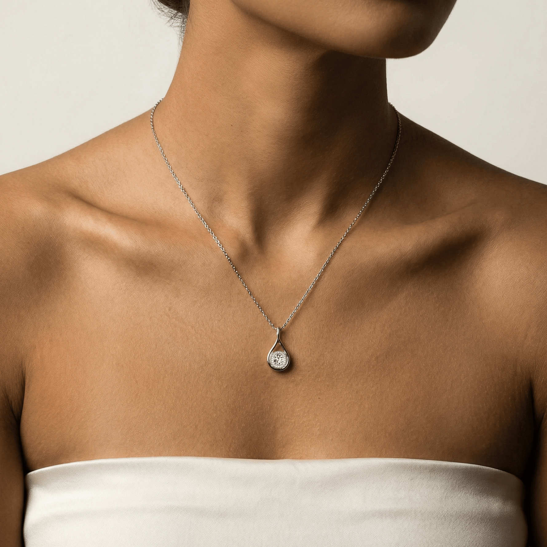 Lab - Diamond Teardrop Pendant Necklace - Necklaces