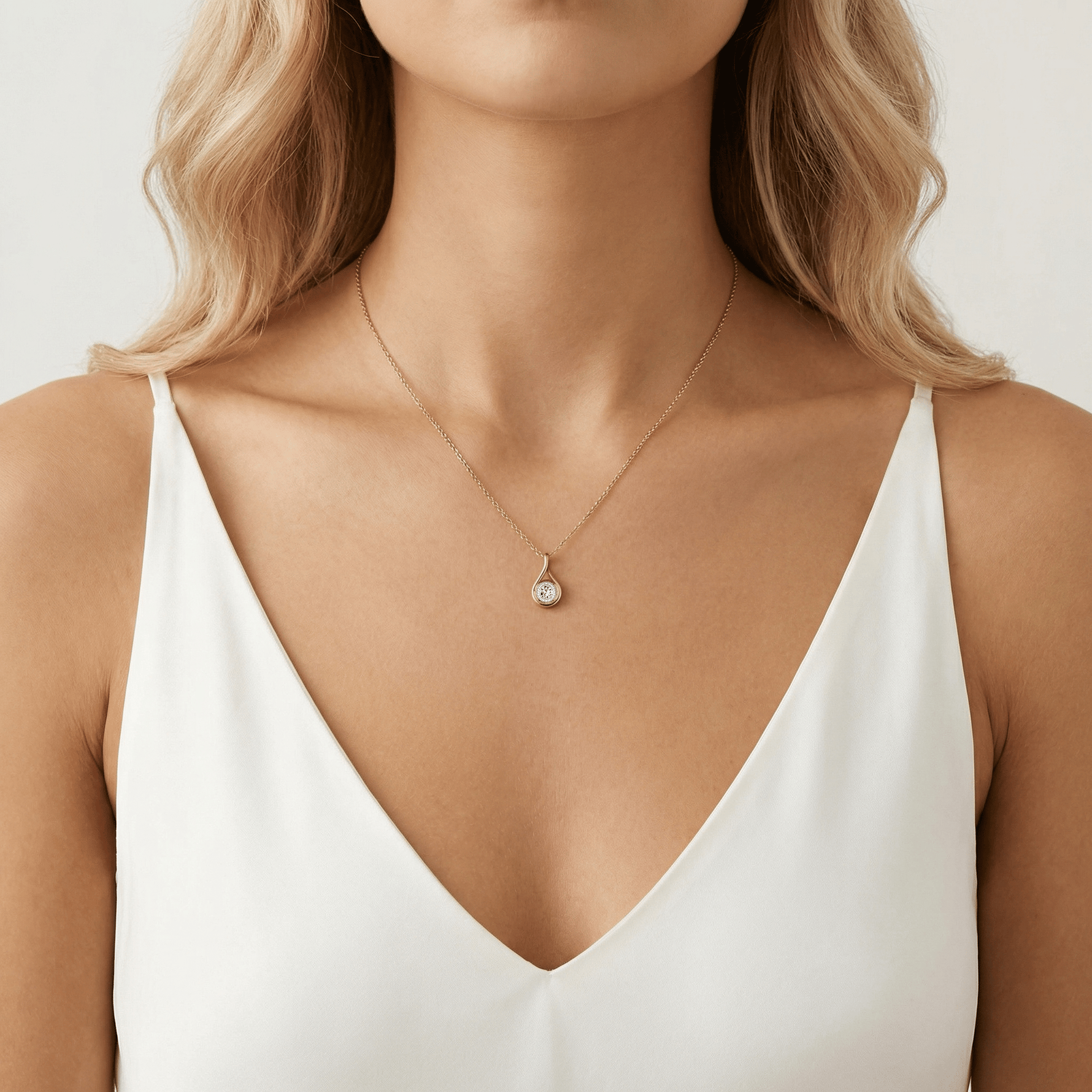 Lab - Diamond Teardrop Pendant Necklace - Necklaces