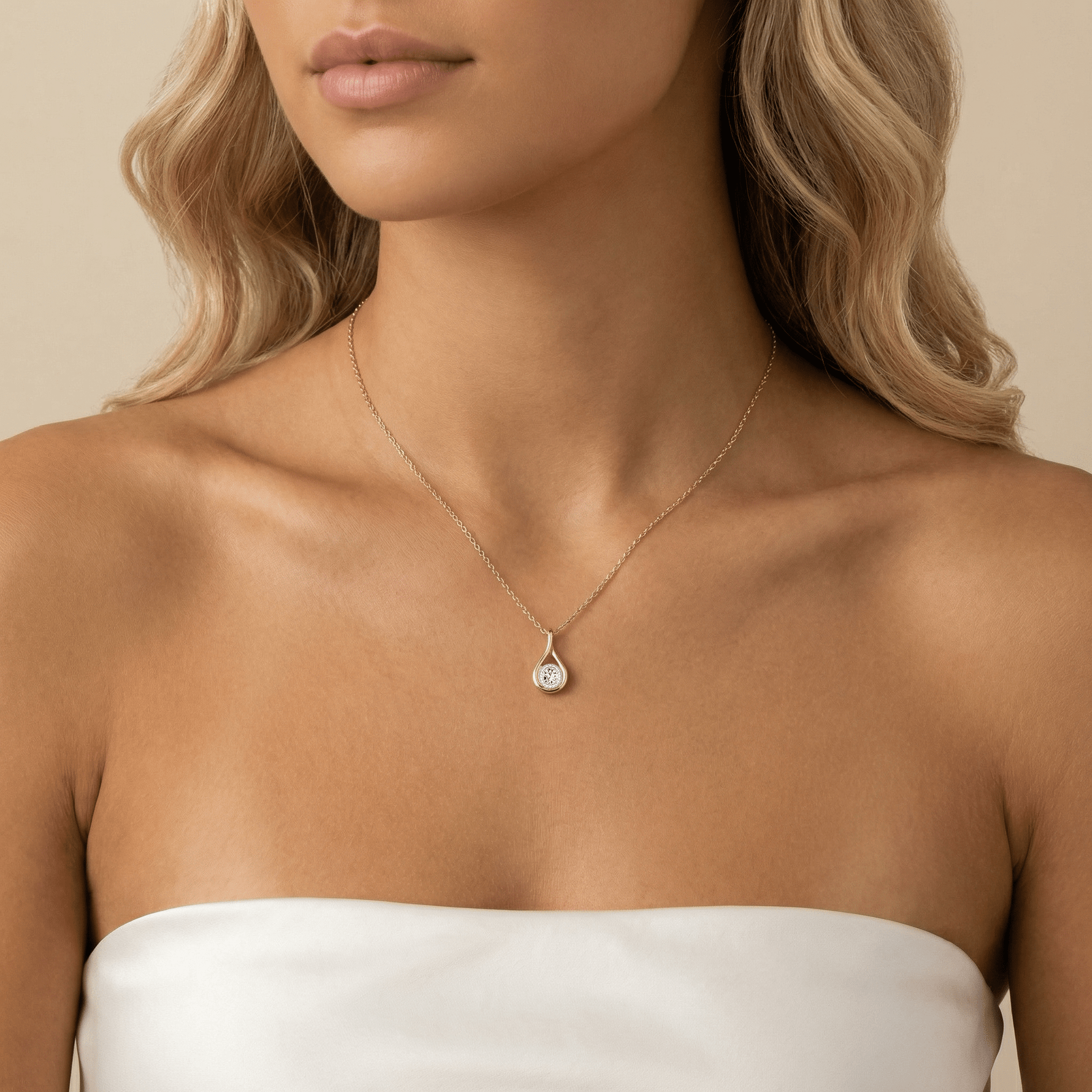 Lab - Diamond Teardrop Pendant Necklace - Necklaces