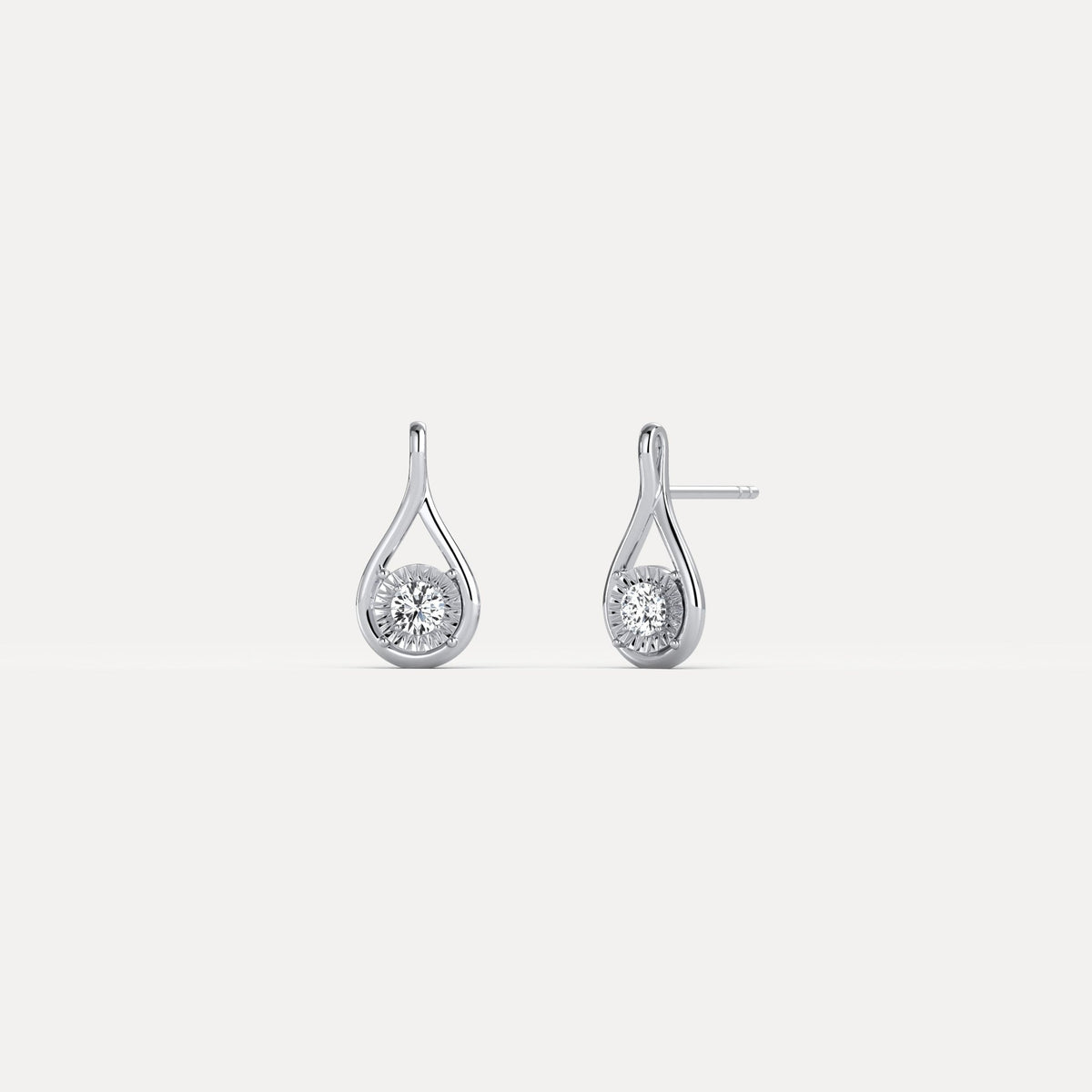 Lab - Grown Diamond Teardrop Stud Earrings in Sterling Silver - Earrings