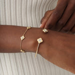 Lab Grown Diamond Bangle Bracelet With Clover Design - Bracelets