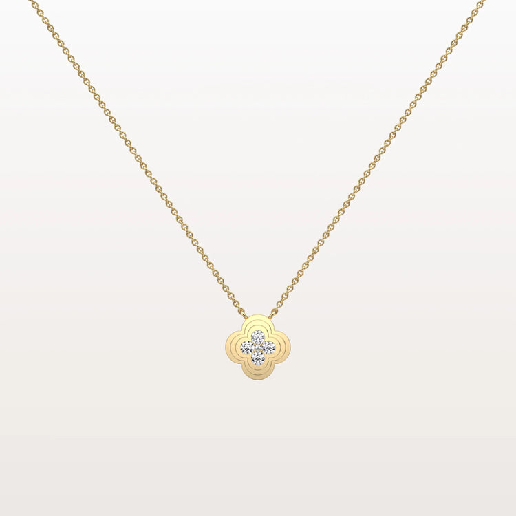 Lab Grown Diamond Clover Necklace in 14K Solid Gold/Platinum - Necklaces