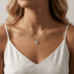 Fluted Heart Lab - Grown Diamond Accent Pendant Necklace in Sterling Silver - Necklaces