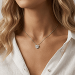 Fluted Heart Lab - Grown Diamond Accent Pendant Necklace in Sterling Silver - Necklaces