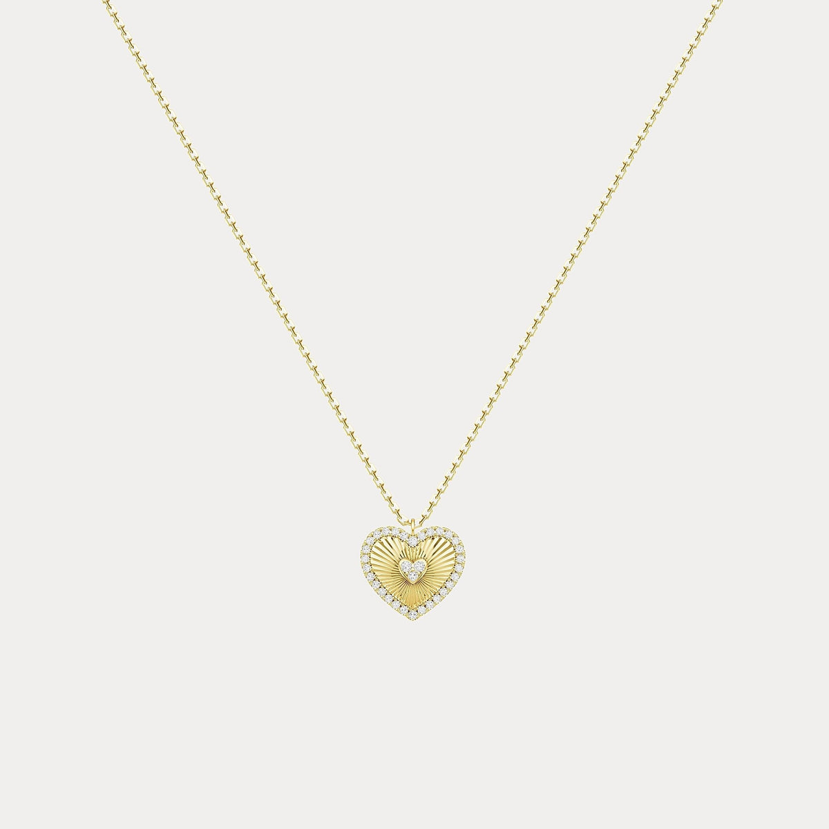 Fluted Heart Lab - Grown Diamond Accent Pendant Necklace in Sterling Silver - Necklaces