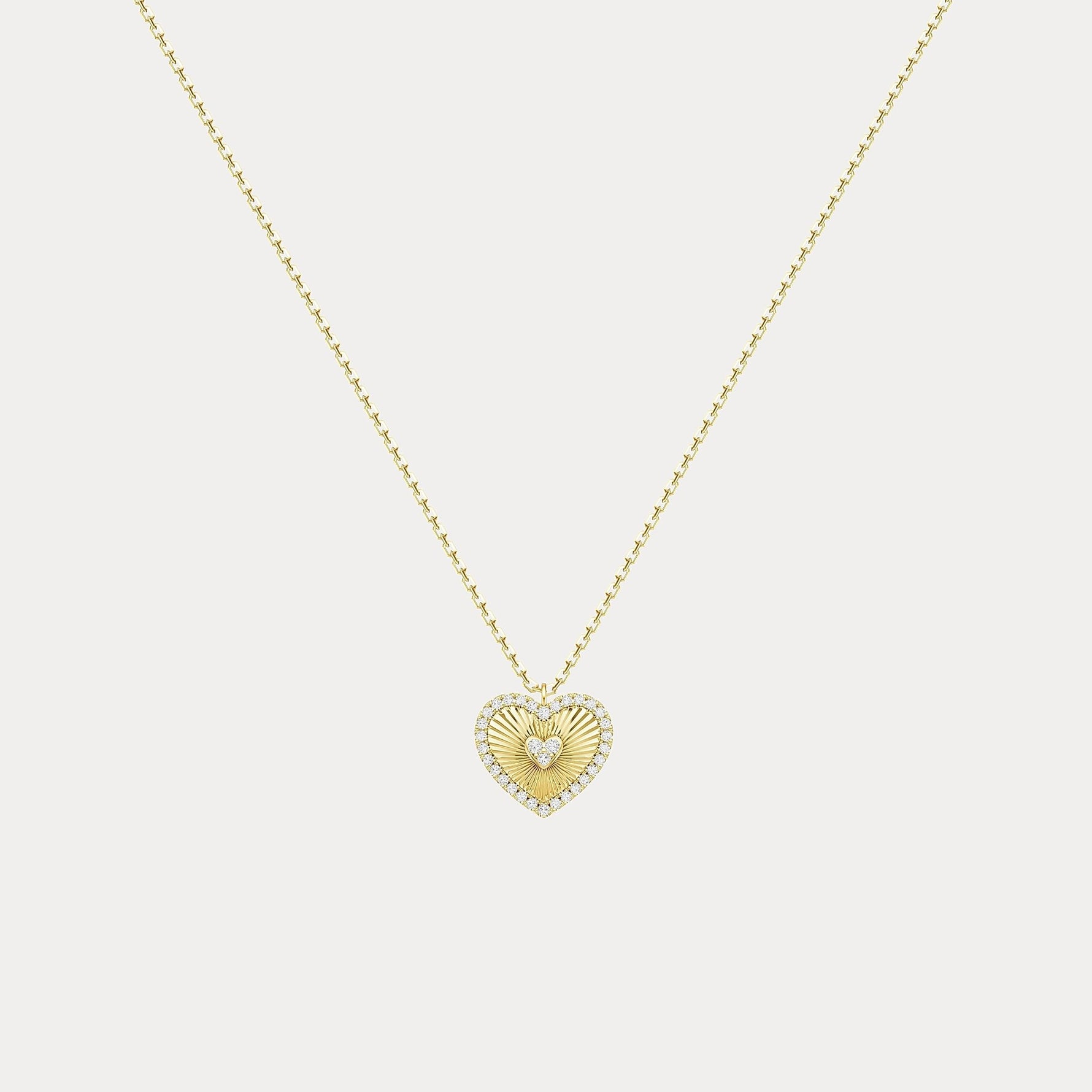 Fluted Heart Lab - Grown Diamond Accent Pendant Necklace in Sterling Silver - Necklaces