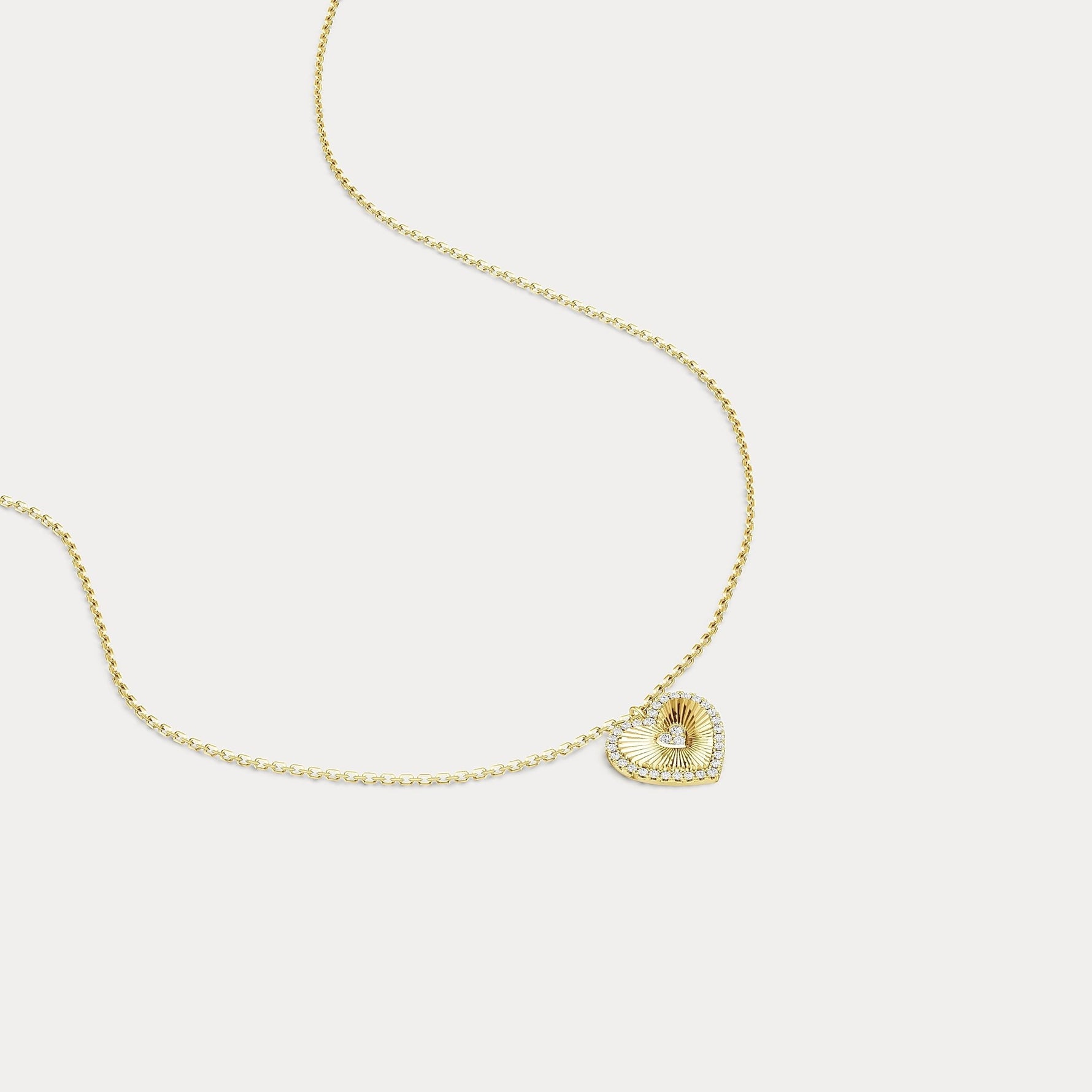 Fluted Heart Lab - Grown Diamond Accent Pendant Necklace in Sterling Silver - Necklaces