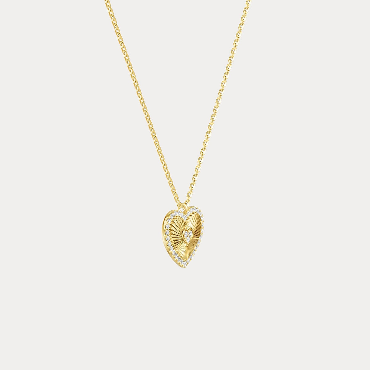 Fluted Heart Lab - Grown Diamond Accent Pendant Necklace in Sterling Silver - Necklaces