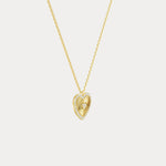 Fluted Heart Lab - Grown Diamond Accent Pendant Necklace in Sterling Silver - Necklaces