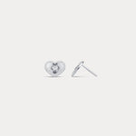 Fluted Heart Lab - Grown Diamond Accent Stud Earrings in Sterling Silver - Earrings